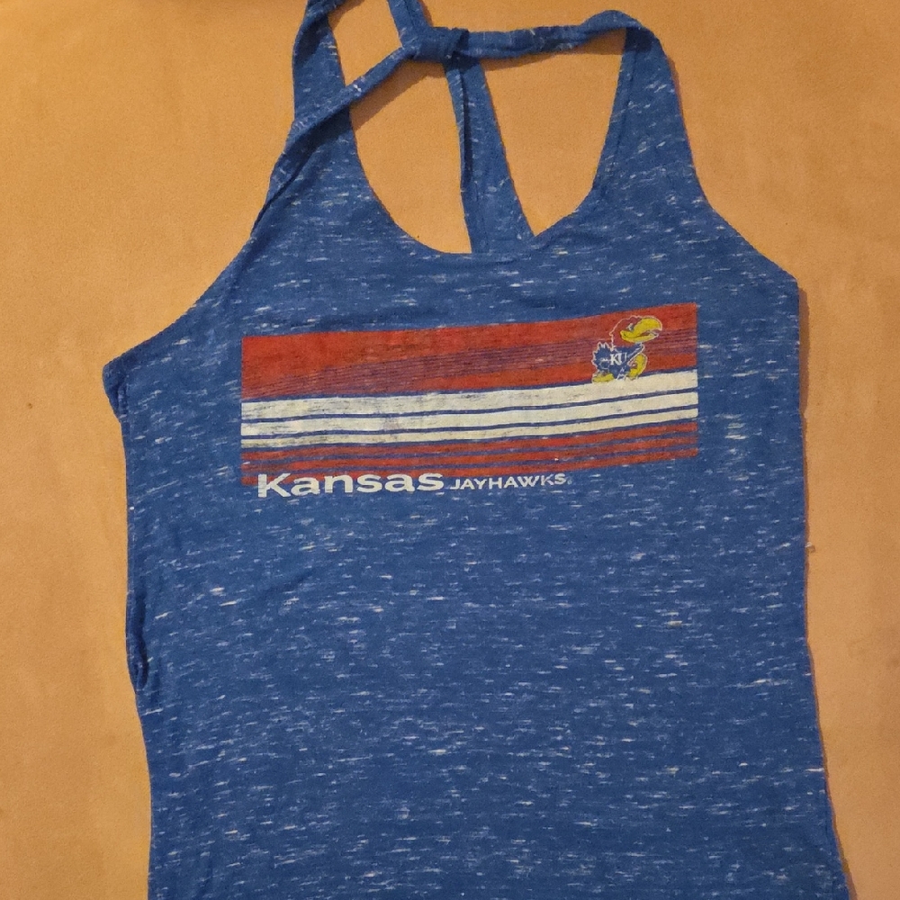 Blue 84 Kansas Jayhawks Distressed Blue Tank Top